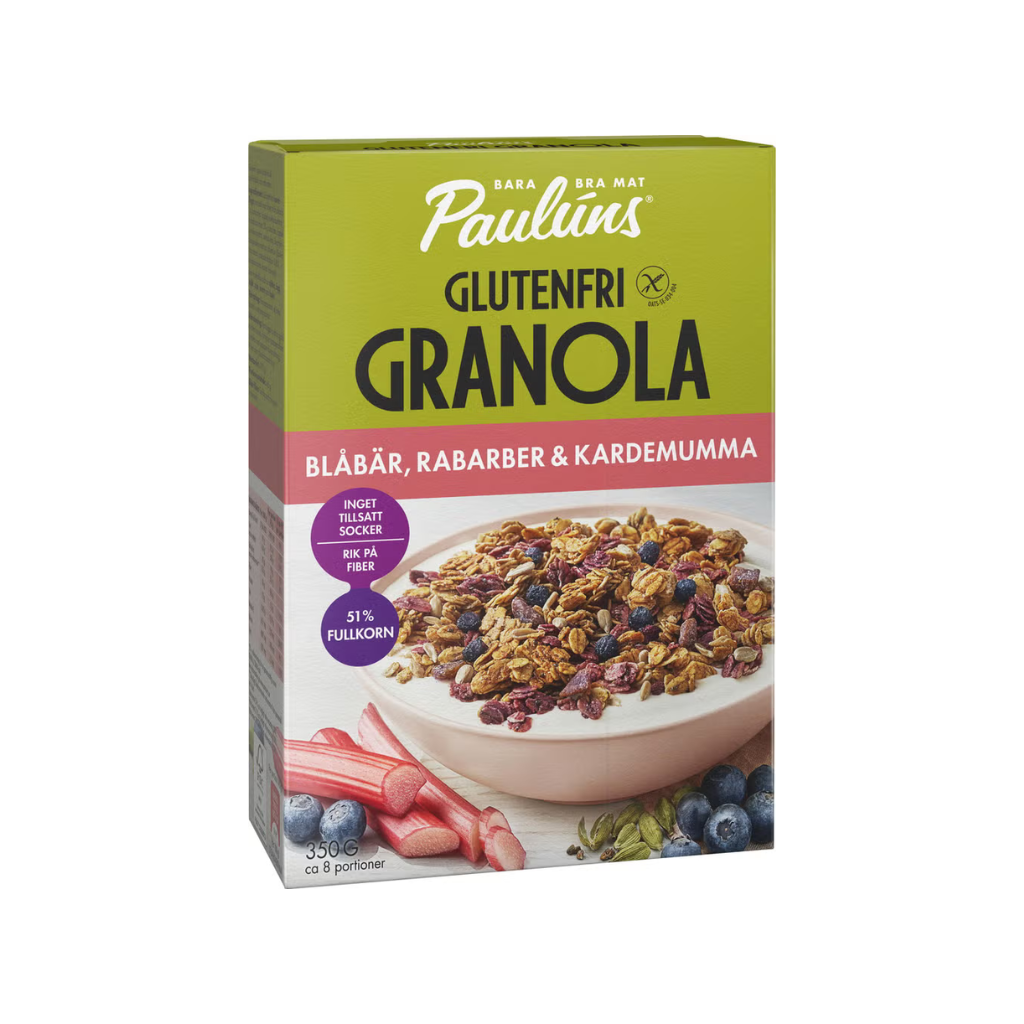 Pauluns Granola Blåbär, Rabarber & Kardemumma